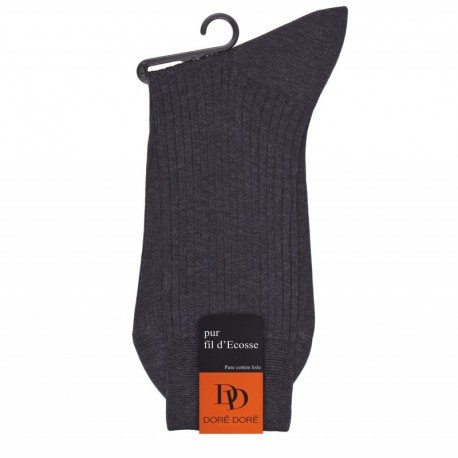 MI-CHAUSSETTE PUR FIL D'ECOSSE A CÔTES