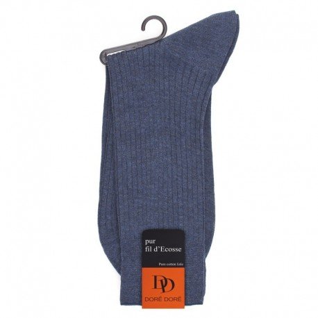 MI-CHAUSSETTE PUR FIL D'ECOSSE A CÔTES