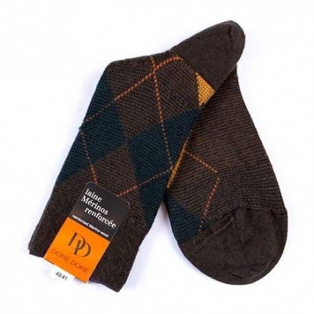 MID-SOCKS, REINFORCED WOOL, DIAMOND PATTERN