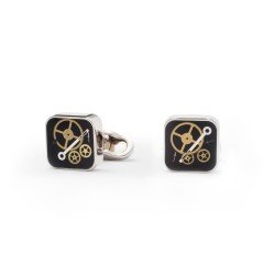 Square cufflinks with gears