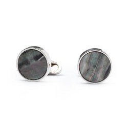 Round cufflinks with semiprecious stones