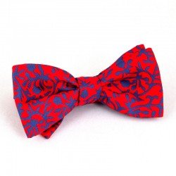 RED WITH BLUE FLOWERS BT