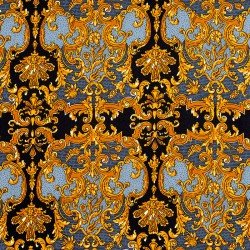 SCARF - 100% SILK BLACK/GOLD/BLUE 2
