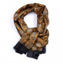 SCARF - 100% SILK BLACK/GOLD/BLUE