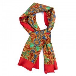 SCARF - 100% SILK RED/BLUE/GREEN