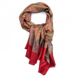 SCARF - 100% SILK BORDEAUX/GOLD