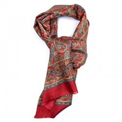 SCARF - 100% SILK BORDEAUX/GOLD