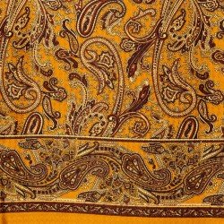 SCARF - 100% SILK MUSTARD/BROWN 2