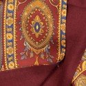 SCARF - 100% SILK BORDEAUX/GOLD UNDER SIDE RED