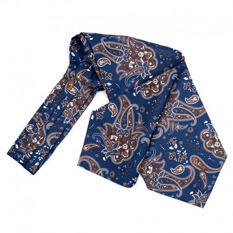 MARINE, FLEURS ET CACHEMIRE BRUN/BLANC