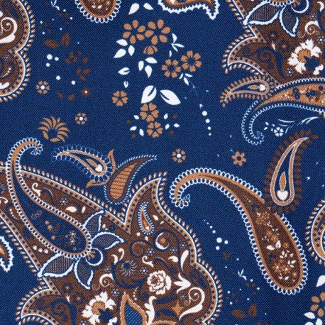 MARINE, FLEURS ET CACHEMIRE BRUN/BLANC