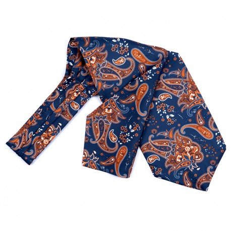 MARINE, FLEURS ET CACHEMIRE ORANGE/BLANC