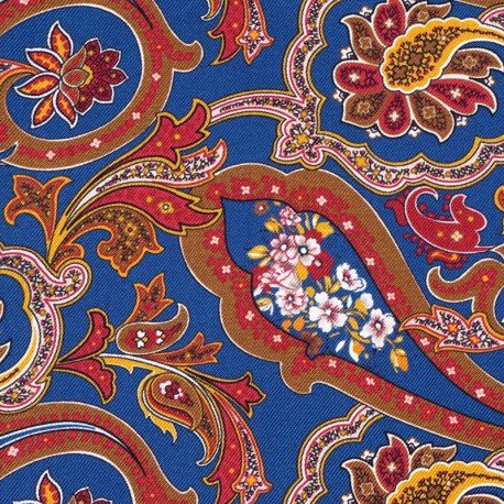 BLEU, CACHEMIRE ET FLEURS ROSE