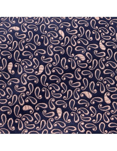 cravate soie tissée marine cachemire corail