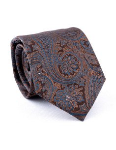 cravate cachemire marron bleu