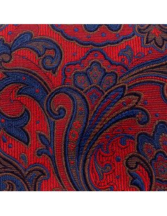 cravate soie tissée cachemire paisley rouge bleu 2