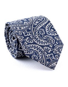 cravate cachemire bleu blanc