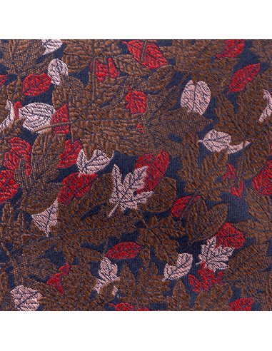 cravate feuillage marron rouge rose