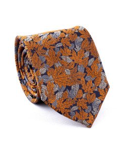 cravate feuillage cuivre gris