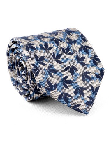 cravate feuillage bleu marine