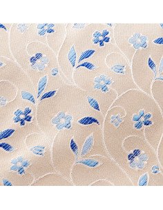 cravate soie beige motif fleurs bleu 2