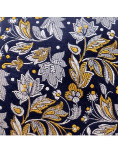 cravate soie tissée fleurs bleu gris jaune 2