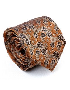 cravate fleurs marine doré