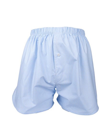 caleçon homme tissu carreaux bleu