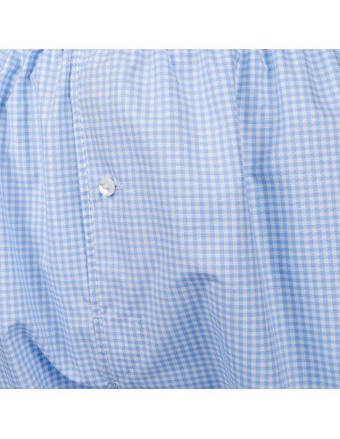 caleçon homme tissu carreaux bleu