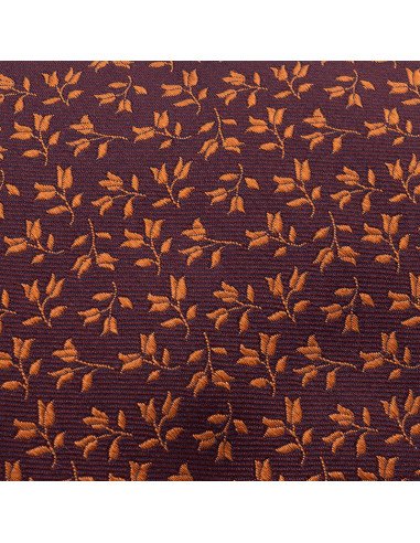 cravate soie tissée fleurs orange cuivre marron