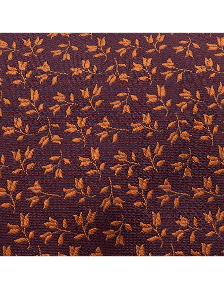 cravate soie tissée fleurs orange cuivre marron