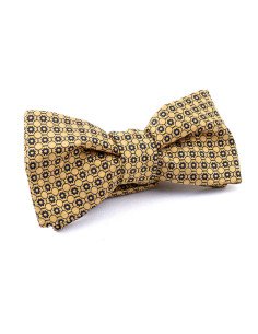 Nœud papillon soie tissée doré noir
