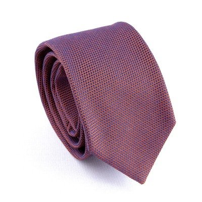 WOVEN SILK TIE ORANGE/BLUE