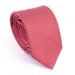 WOVEN SILK TIE RED WITH WHITE SQUARES