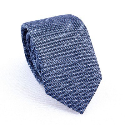 WOVEN SILK TIE NAVY/BLUESKY