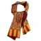 SCARF - 100% SILK BORDEAUX/GOLD UNDER SIDE RED